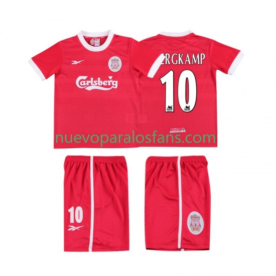 Camiseta de Fútbol Liverpool BERGKAMP 10 LWP 1997 Retro Niño Casa 1998 Manga Corta