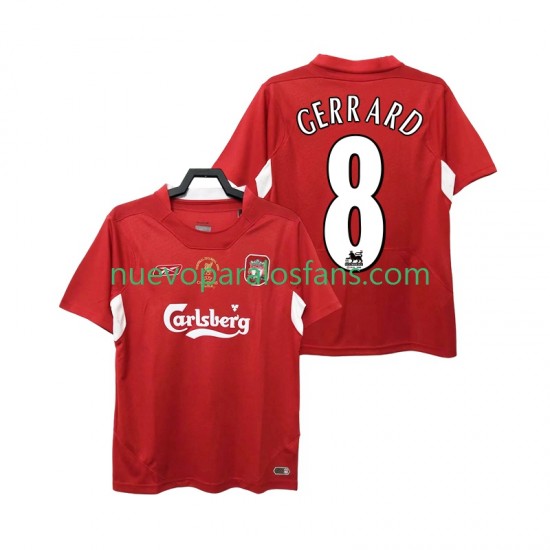 Camiseta de Fútbol Liverpool GERRARD 8 2005 Retro Hombre Casa 2004 Manga Corta