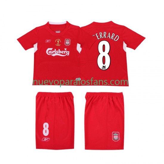 Camiseta de Fútbol Liverpool GERRARD 8 LWP 2005 Retro Hombre Casa 2004 Manga Corta