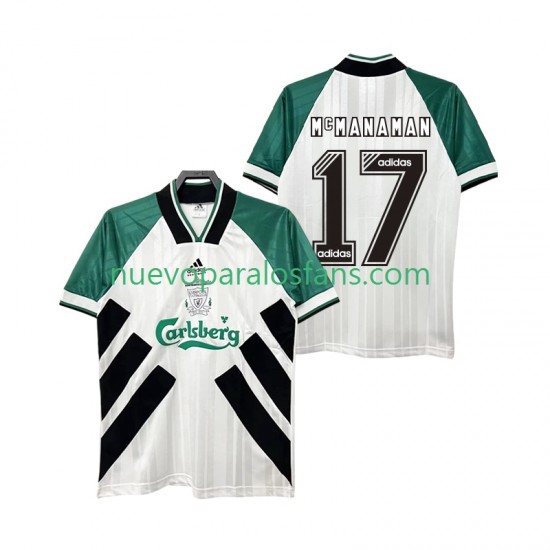 Camiseta de Fútbol Liverpool MCMANAMAN 17 1993 1995 Retro Hombre Exterior Manga Corta