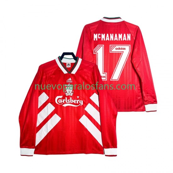 Camiseta de Fútbol Liverpool MCMANAMAN 17 1993 1995 Retro Hombre Casa Manga Larga