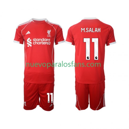 Camiseta de Fútbol Liverpool Mohamed Salah 11 Niño Casa 2025-2026 Manga Corta