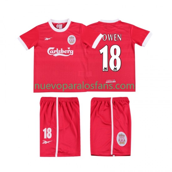 Camiseta de Fútbol Liverpool OWEN 18 LWP 1997 Retro Niño Casa 1998 Manga Corta
