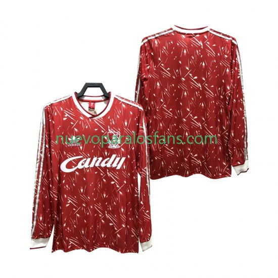 Camiseta de Fútbol Liverpool 1989 1991 Retro Hombre Casa Manga Larga