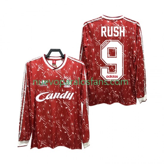 Camiseta de Fútbol Liverpool Rush 9 1989 1991 Retro Hombre Casa Manga Larga
