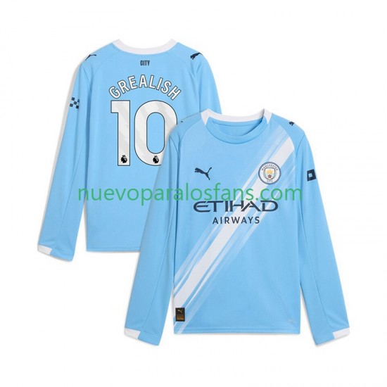 Camiseta de Fútbol Manchester City Jack Grealish 10 Hombre Casa 2025-2026 Manga Larga