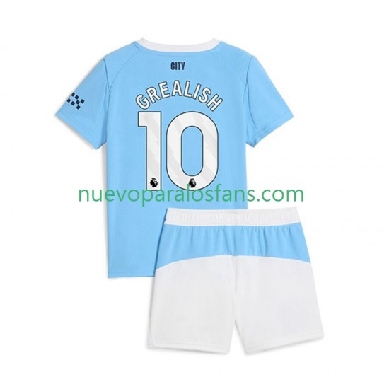 Camiseta de Fútbol Manchester City Jack Grealish 10 Niño Casa 2025-2026 Manga Corta