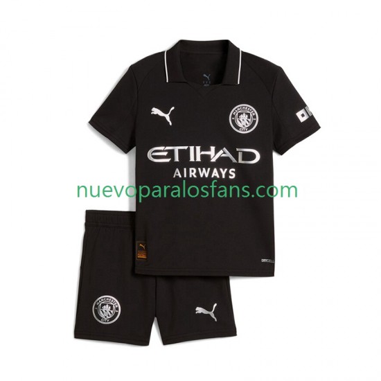 Camiseta de Fútbol Manchester City Niño Exterior 2025-2026 Manga Corta