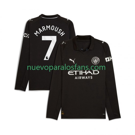 Camiseta de Fútbol Manchester City Omar Marmoush 7 Hombre Exterior 2025-2026 Manga Larga