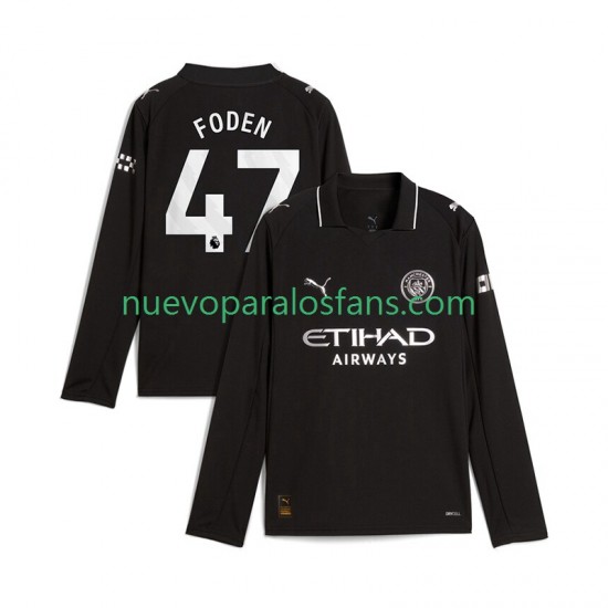 Camiseta de Fútbol Manchester City Phil Foden 47 Hombre Exterior 2025-2026 Manga Larga