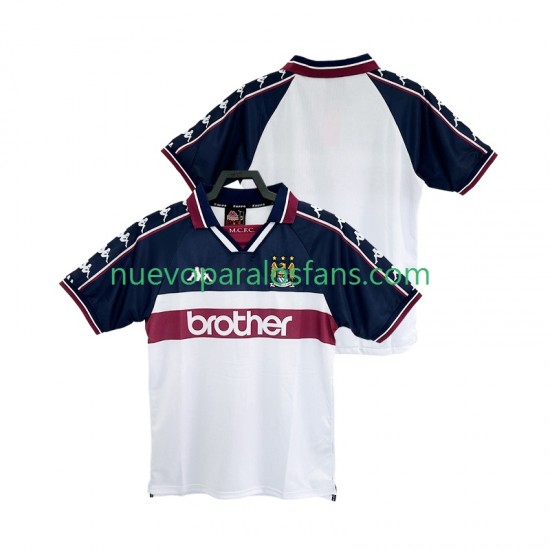 Camiseta de Fútbol Manchester City 1997 Retro Hombre Exterior 1998 Manga Corta