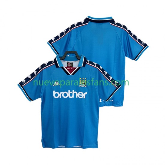 Camiseta de Fútbol Manchester City 1997 Retro Hombre Casa 1998 Manga Corta