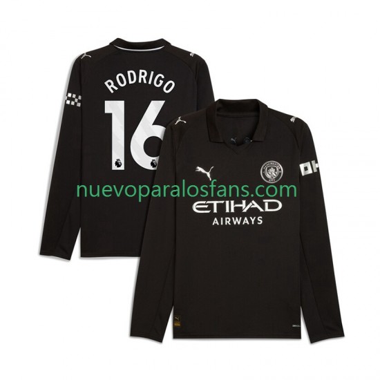 Camiseta de Fútbol Manchester City Rodrigo Hernandez 16 Hombre Exterior 2025-2026 Manga Larga