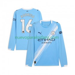 Camiseta de Fútbol Manchester City Rodrigo Hernandez 16 Hombre Casa 2025-2026 Manga Larga