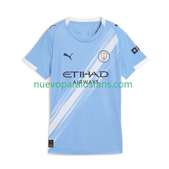 Camiseta de Fútbol Manchester City Mujer Casa 2025-2026 Manga Corta