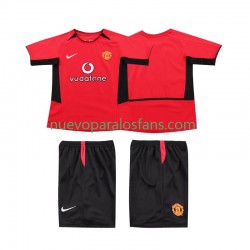 Camiseta de Fútbol Manchester United Retro Niño Casa 2004 2002 Manga Corta