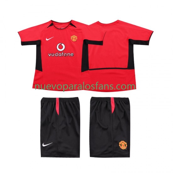 Camiseta de Fútbol Manchester United Retro Niño Casa 2004 2002 Manga Corta