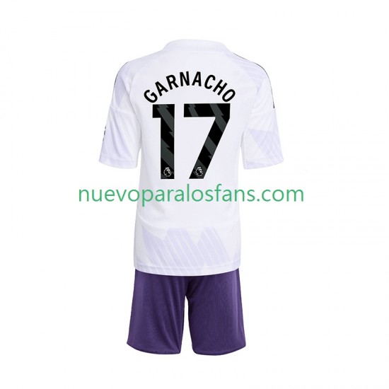 Camiseta de Fútbol Manchester United Alejandro Garnacho 17 Niño Exterior 2025-2026 Manga Corta