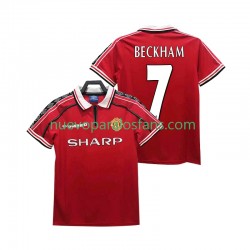 Camiseta de Fútbol Manchester United BECKHAM 7 Retro Hombre Casa 1998 1999 Manga Corta