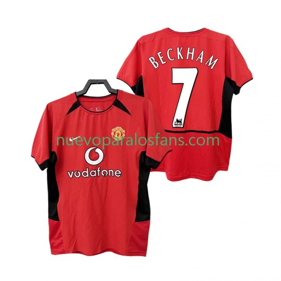 Camiseta de Fútbol Manchester United BECKHAM 7 Retro Hombre Casa 2004 2002 Manga Corta