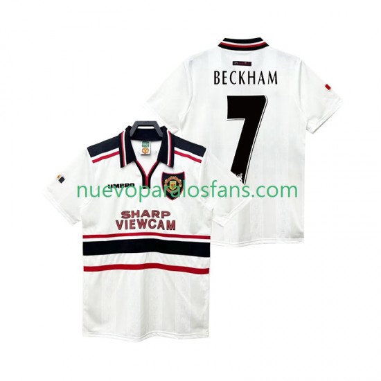 Camiseta de Fútbol Manchester United Beckham 7 Retro Hombre Exterior 1998 1999 Manga Corta