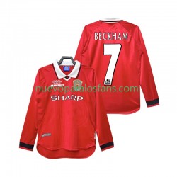 Camiseta de Fútbol Manchester United Beckham 7 2000 Retro Hombre Casa 1999 Manga Larga