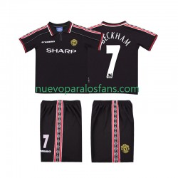 Camiseta de Fútbol Manchester United Beckham 7 Retro Niño Exterior 1998 1999 Manga Corta