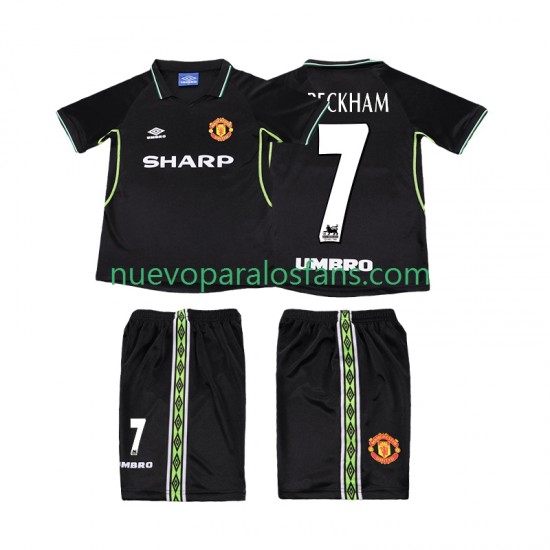 Camiseta de Fútbol Manchester United Beckham 7 Retro Niño Tercera 1998 1999 Manga Corta