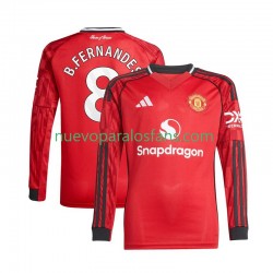 Camiseta de Fútbol Manchester United Bruno Fernandes 8 Hombre Casa 2025-2026 Manga Larga