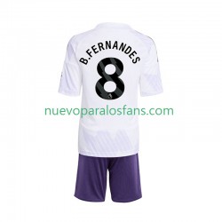 Camiseta de Fútbol Manchester United Bruno Fernandes 8 Niño Exterior 2025-2026 Manga Corta