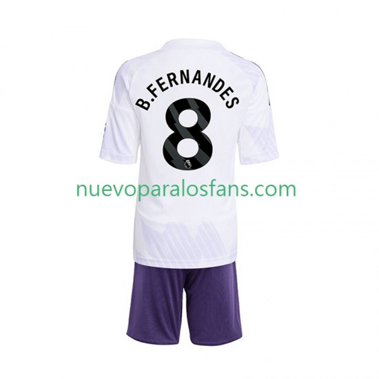 Camiseta de Fútbol Manchester United Bruno Fernandes 8 Niño Exterior 2025-2026 Manga Corta