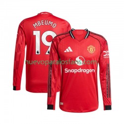 Camiseta de Fútbol Manchester United Bryan Mbeumo 19 Hombre Casa 2025-2026 Manga Larga