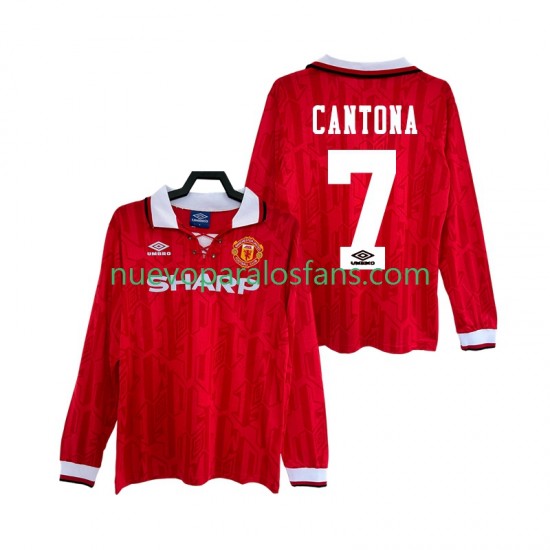 Camiseta de Fútbol Manchester United CANTONA 7 1992 Retro Hombre Casa 1994 Manga Larga