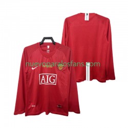 Camiseta de Fútbol Manchester United Champions League 2007 Retro Hombre Casa 2008 Manga Larga