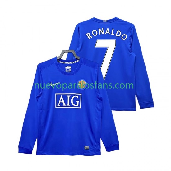 Camiseta de Fútbol Manchester United Cristiano Ronaldo 7 2009 Retro Hombre Tercera 2008 Manga Larga