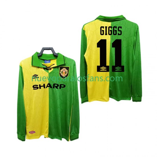 Camiseta de Fútbol Manchester United GIGGS 11 1992 Retro Hombre Exterior 1994 Manga Larga