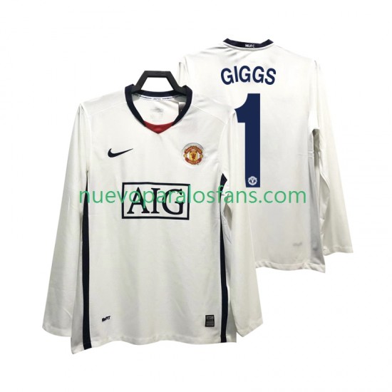 Camiseta de Fútbol Manchester United GIGGS 11 Premier League 2009 Retro Hombre Exterior 2008 Manga Larga