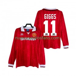 Camiseta de Fútbol Manchester United GIGGS 11 1992 Retro Hombre Casa 1994 Manga Larga