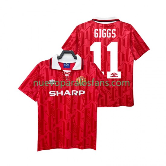 Camiseta de Fútbol Manchester United GIGGS 11 1992 Retro Hombre Casa 1994 Manga Corta