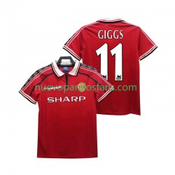 Camiseta de Fútbol Manchester United GIGGS 11 Retro Hombre Casa 1998 1999 Manga Corta