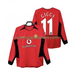 Camiseta de Fútbol Manchester United GIGGS 11 Retro Hombre Casa 2004 2002 Manga Larga