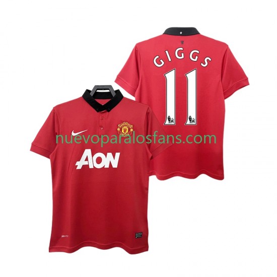 Camiseta de Fútbol Manchester United GIGGS 11 2013 2014 Retro Hombre Casa Manga Corta