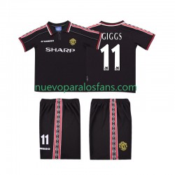 Camiseta de Fútbol Manchester United GIGGS 11 Retro Niño Exterior 1998 1999 Manga Corta