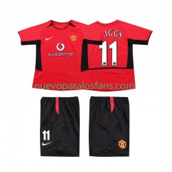 Camiseta de Fútbol Manchester United GIGGS 11 Retro Niño Casa 2004 2002 Manga Corta