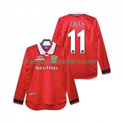 Camiseta de Fútbol Manchester United Giggs 11 2000 Retro Hombre Casa 1999 Manga Larga