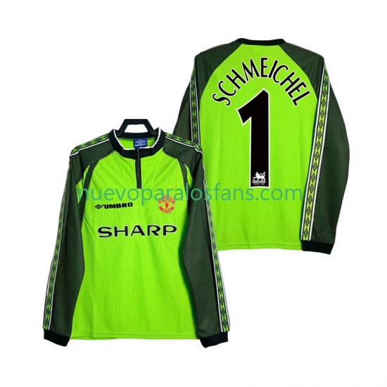Camiseta de Fútbol Manchester United SCHMEICHEL 1 2000 Portero Retro Hombre Casa 1998 Manga Larga