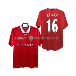 Camiseta de Fútbol Manchester United Keane 16 2000 Retro Hombre Casa 1999 Manga Corta
