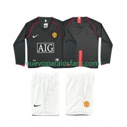 Camiseta de Fútbol Manchester United 2007 Retro Niño Exterior 2008 Manga Larga