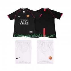 Camiseta de Fútbol Manchester United 2007 Retro Niño Exterior 2008 Manga Corta