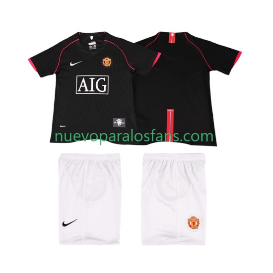 Camiseta de Fútbol Manchester United 2007 Retro Niño Exterior 2008 Manga Corta